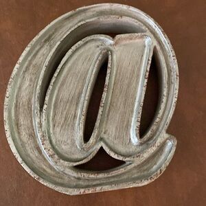 NWT @ sign in brushed silver with brown flecks, 8”x8”